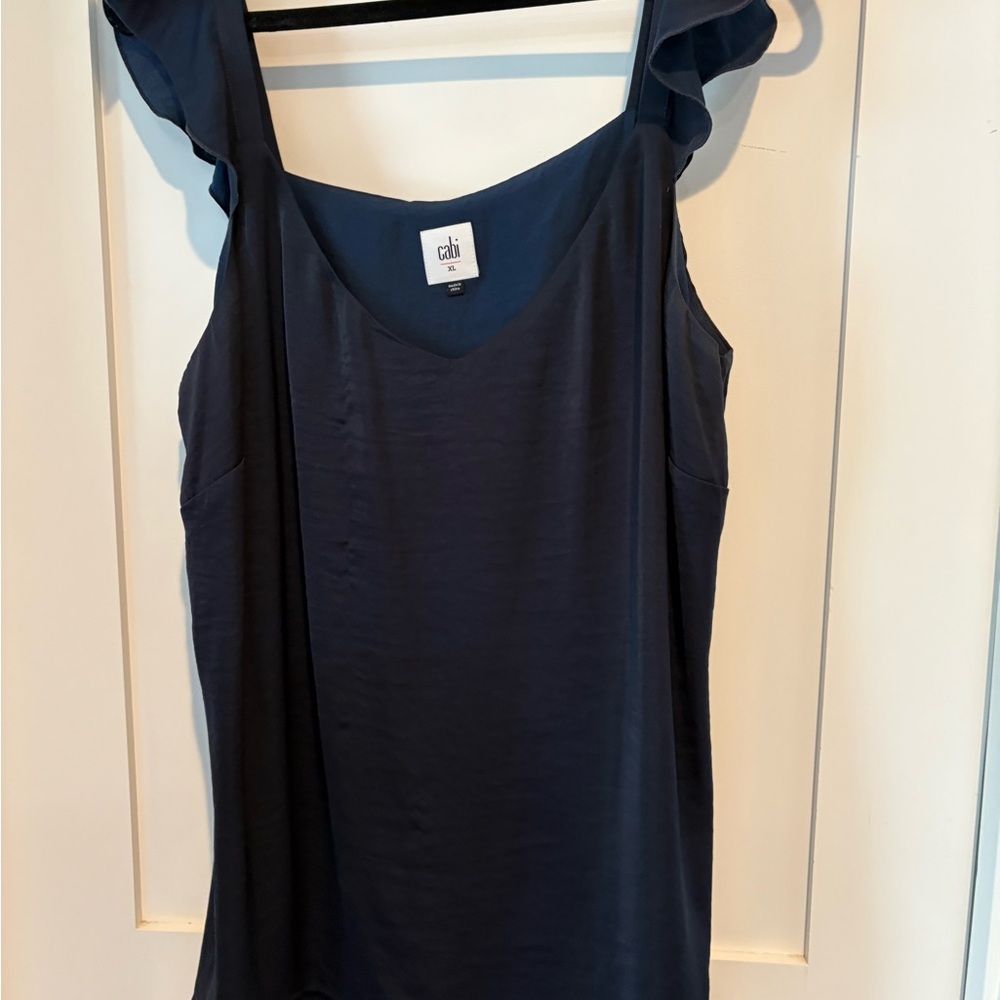 CAbi Navy Ruffle Sleeve Camisole